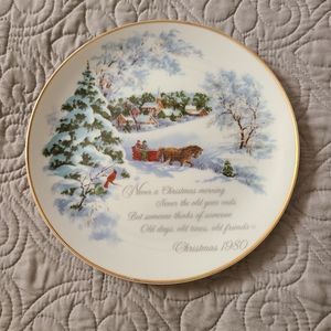Vintage American Greetings Decorative Christmas 1980 Porcelain Plate 8 1/4"